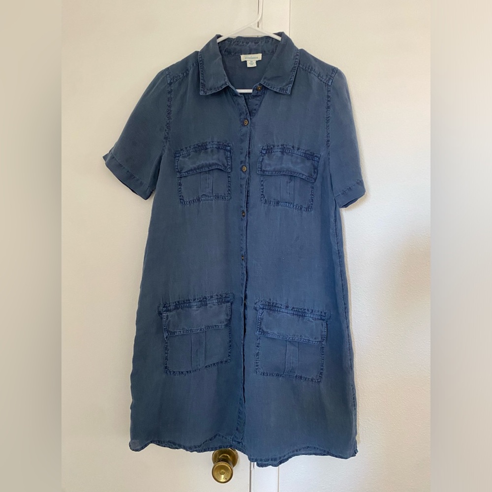 Sundance Harper Dress in BLUE 100% linen